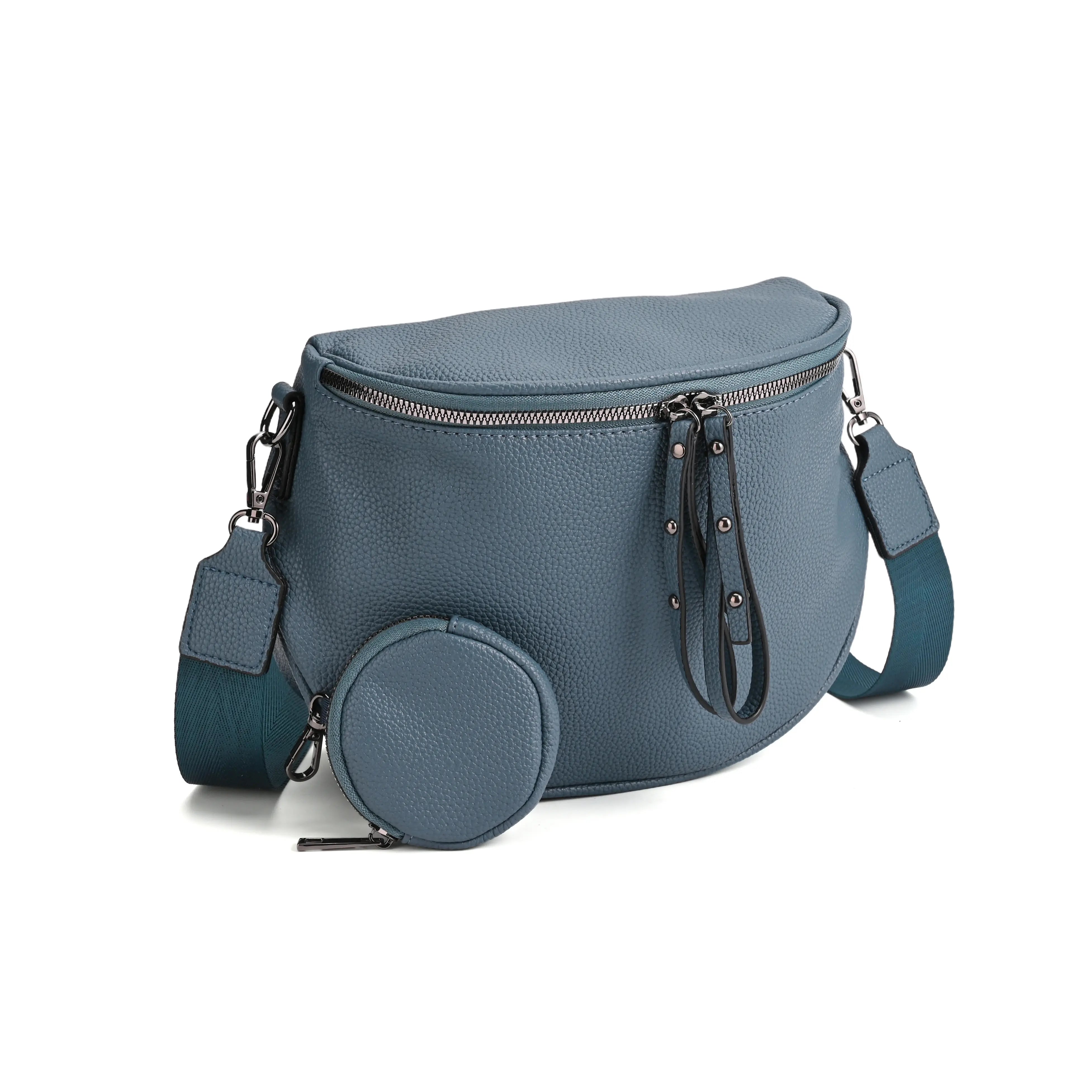 Half-Moon Cross Body Bag With Detachable Pouch