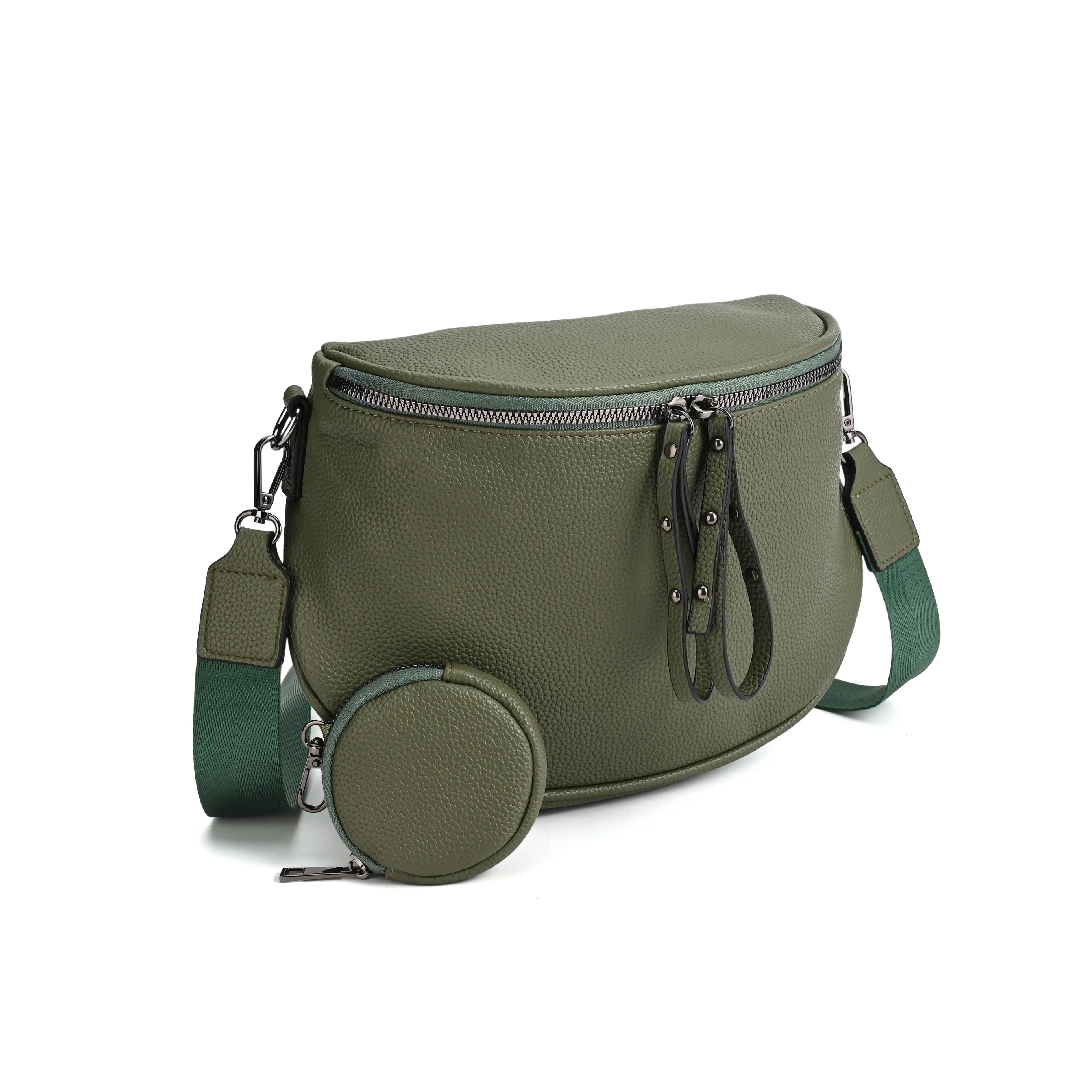 Half-Moon Cross Body Bag With Detachable Pouch