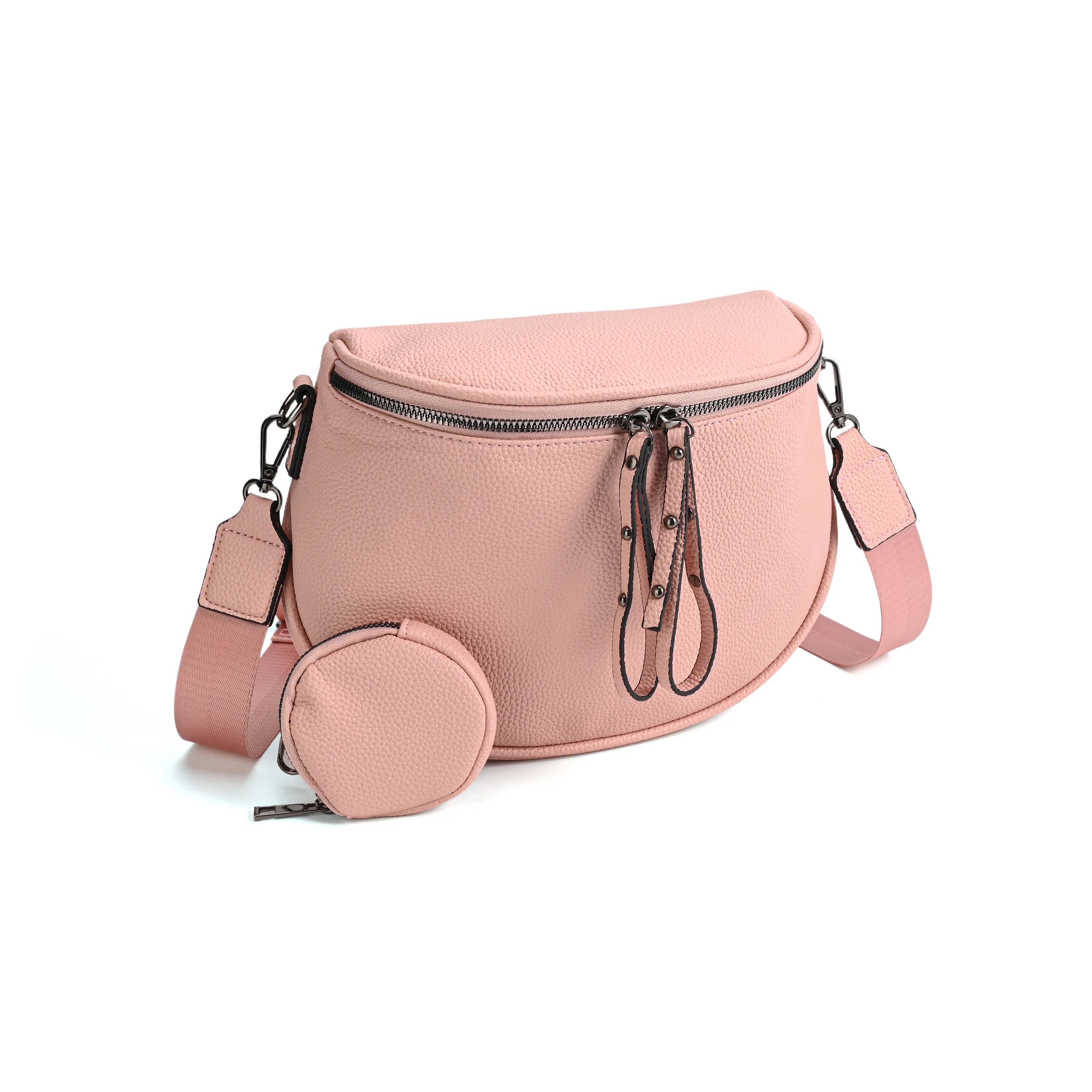 Half-Moon Cross Body Bag With Detachable Pouch