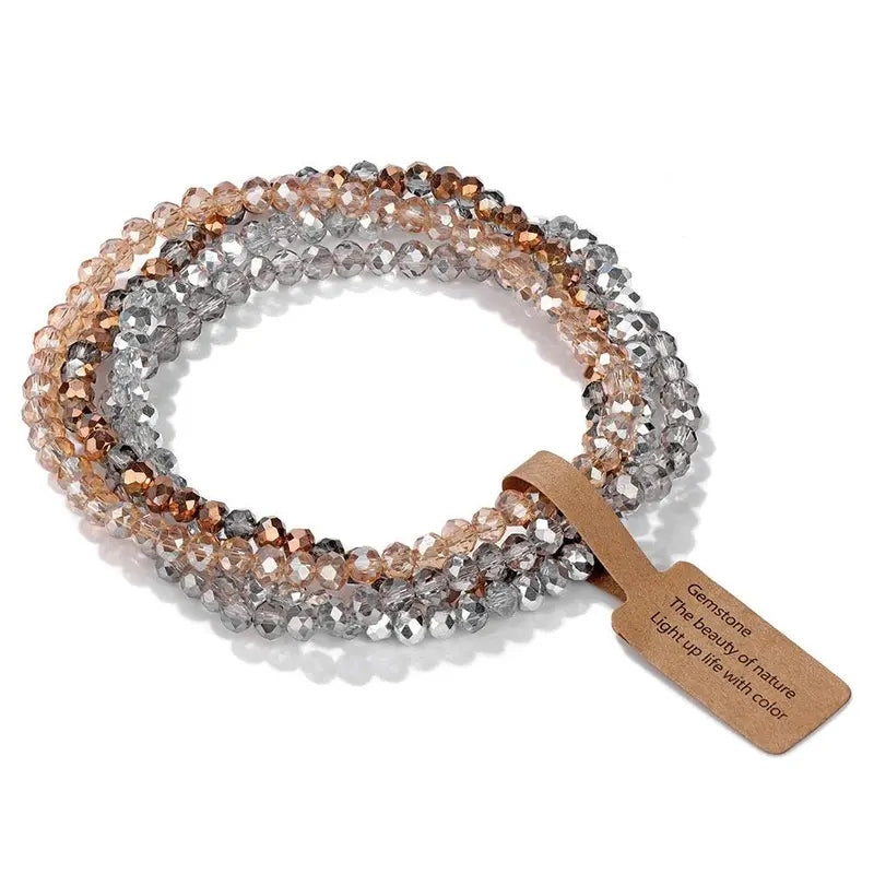 4pc Boho Glass Crystal Bracelet Set