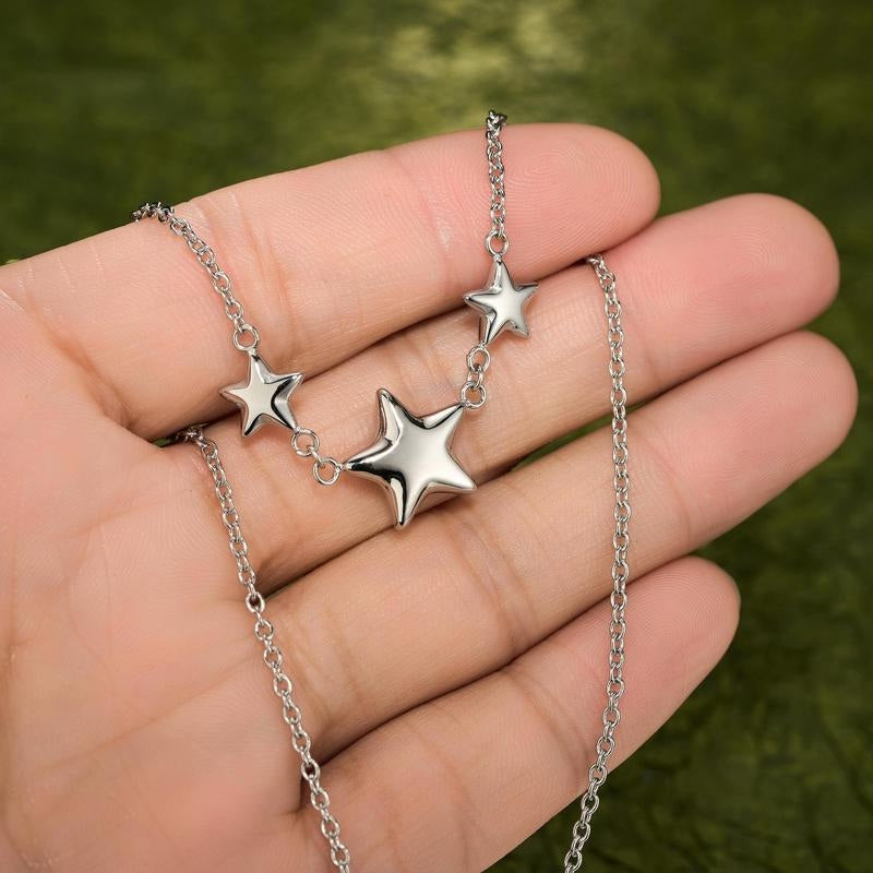 Triple Bubble Star Pendant Necklace