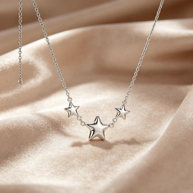 Triple Bubble Star Pendant Necklace