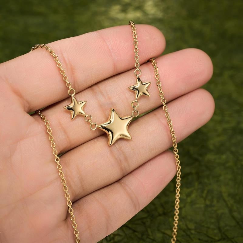 Triple Bubble Star Pendant Necklace
