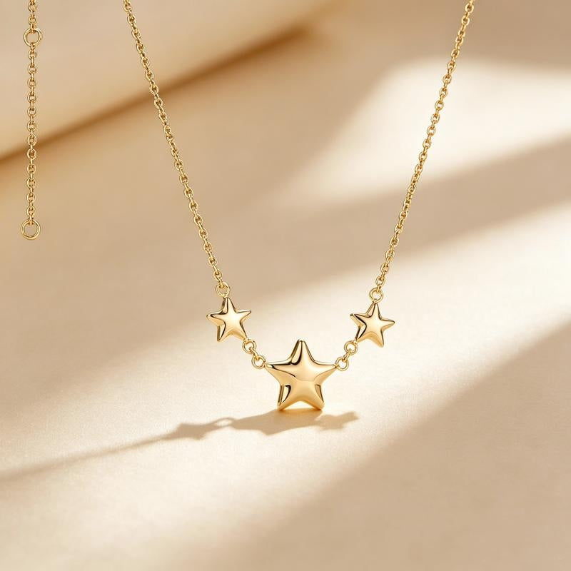 Triple Bubble Star Pendant Necklace