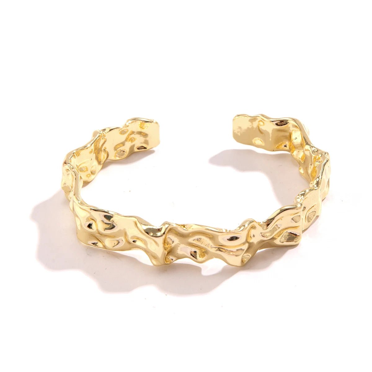 Irregular Crumbled Textured Bangle Bracelet - Veinci