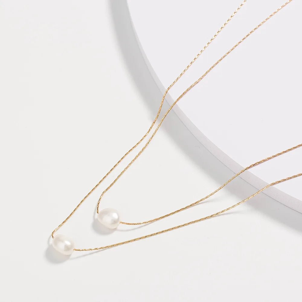 Layered Dainty Strung Pearls Necklace - Veinci