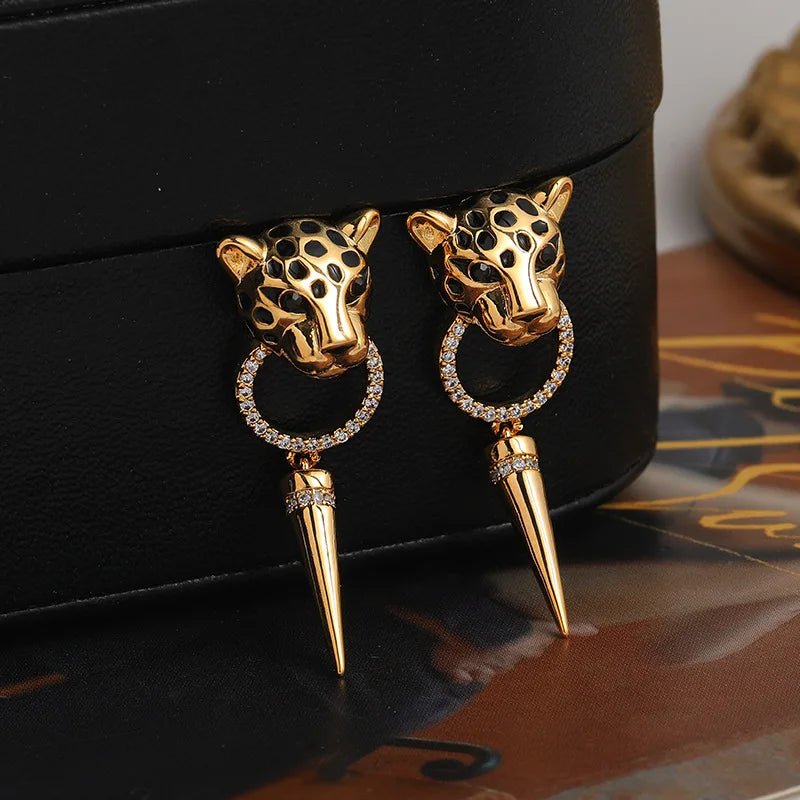 Leopard Circle Dangle Earrings - Veinci