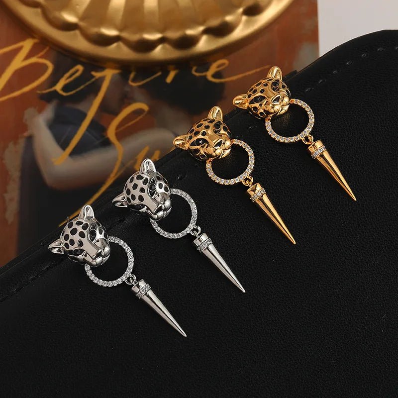 Leopard Circle Dangle Earrings - Veinci