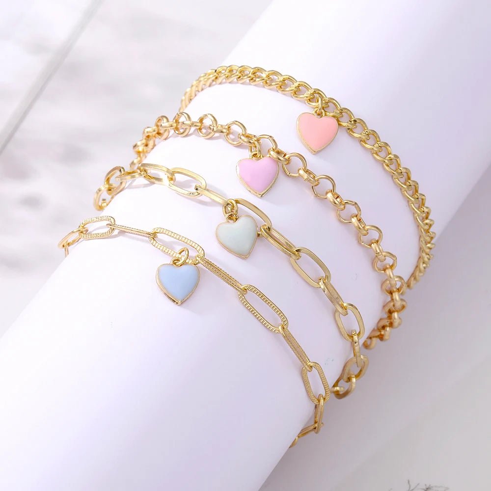 Pastel Heart Bracelet Stack - Veinci