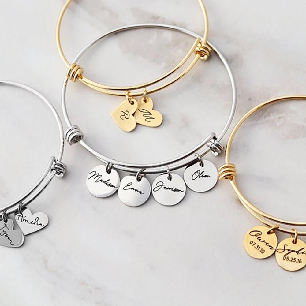 Personalized Family Bangle Bracelet - Veinci