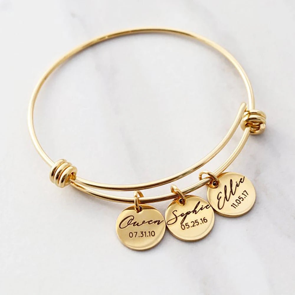 Personalized Family Bangle Bracelet - Veinci