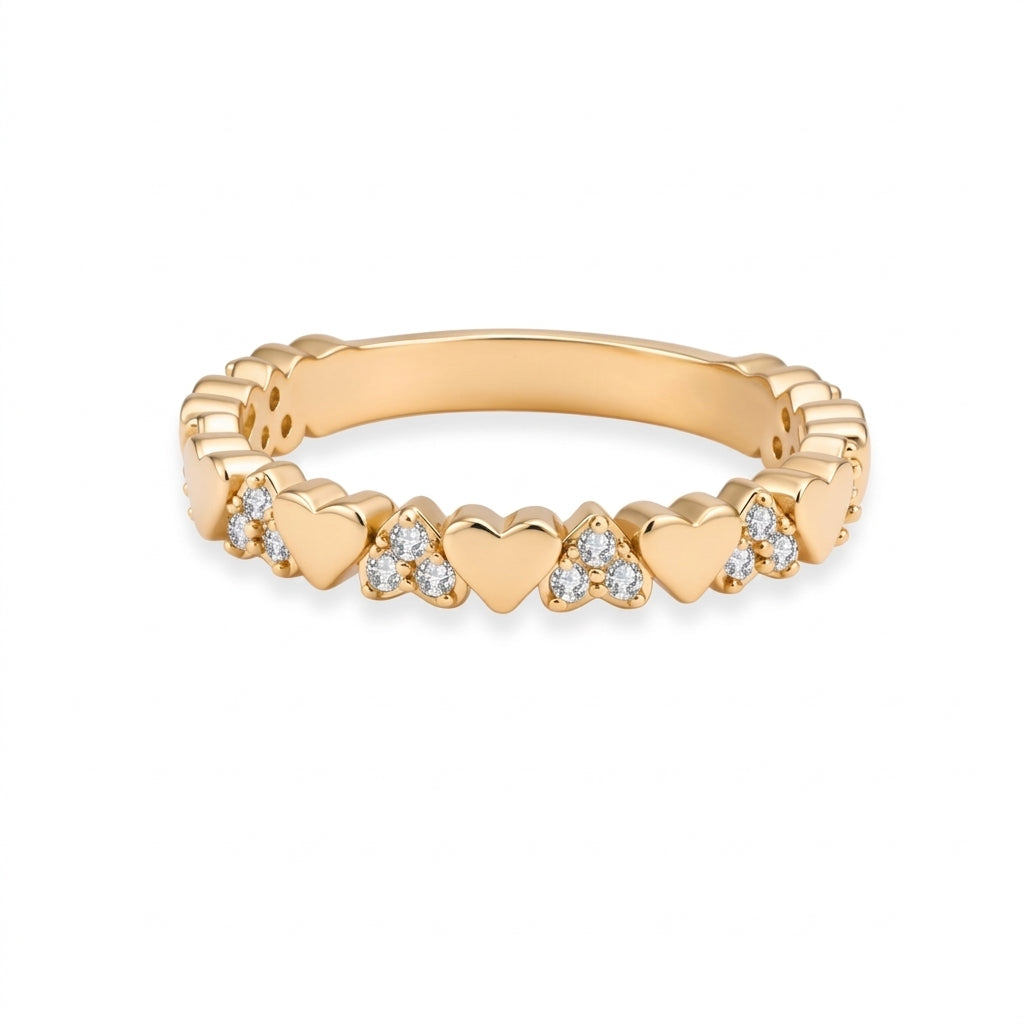 Alternating Sweet Heart Diamond Ring