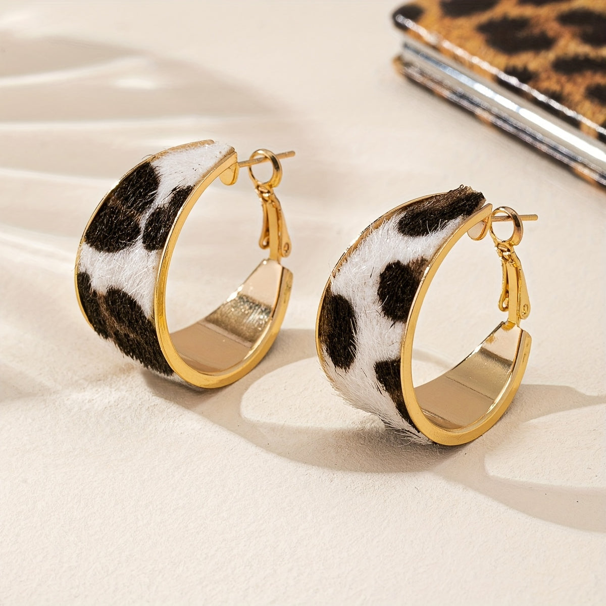 Faux Fur Leopard & Cow Print Hoop Earrings