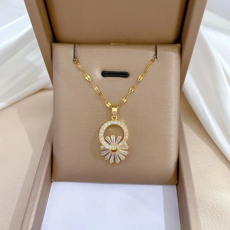 Shimmering Floral Diamond Necklace and Earrings - Veinci