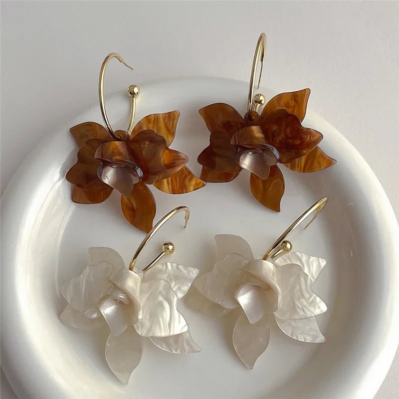 Statement Floral Hoop Earrings - Veinci