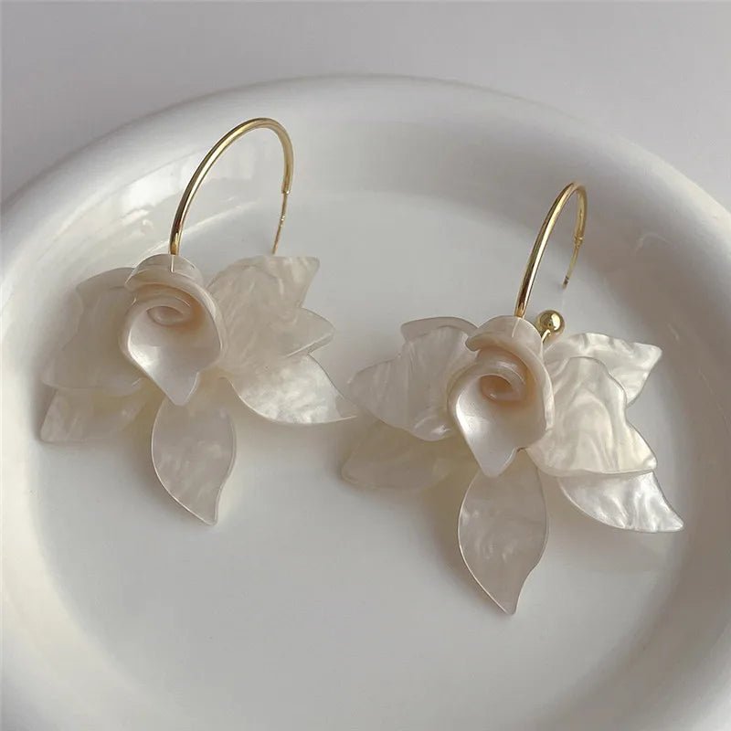 Statement Floral Hoop Earrings - Veinci