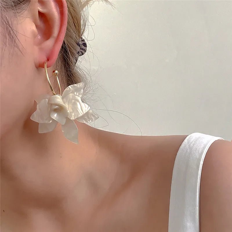 Statement Floral Hoop Earrings - Veinci