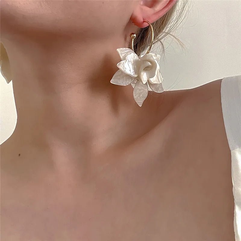 Statement Floral Hoop Earrings - Veinci