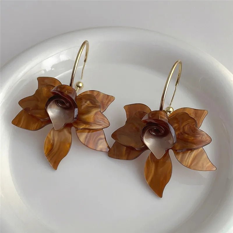Statement Floral Hoop Earrings - Veinci
