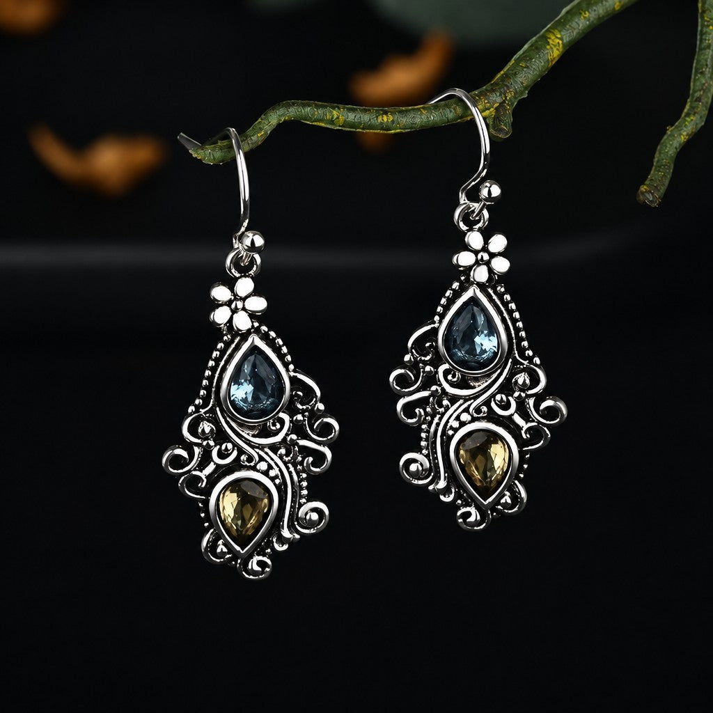 Boho Vintage Floral Drop Earrings