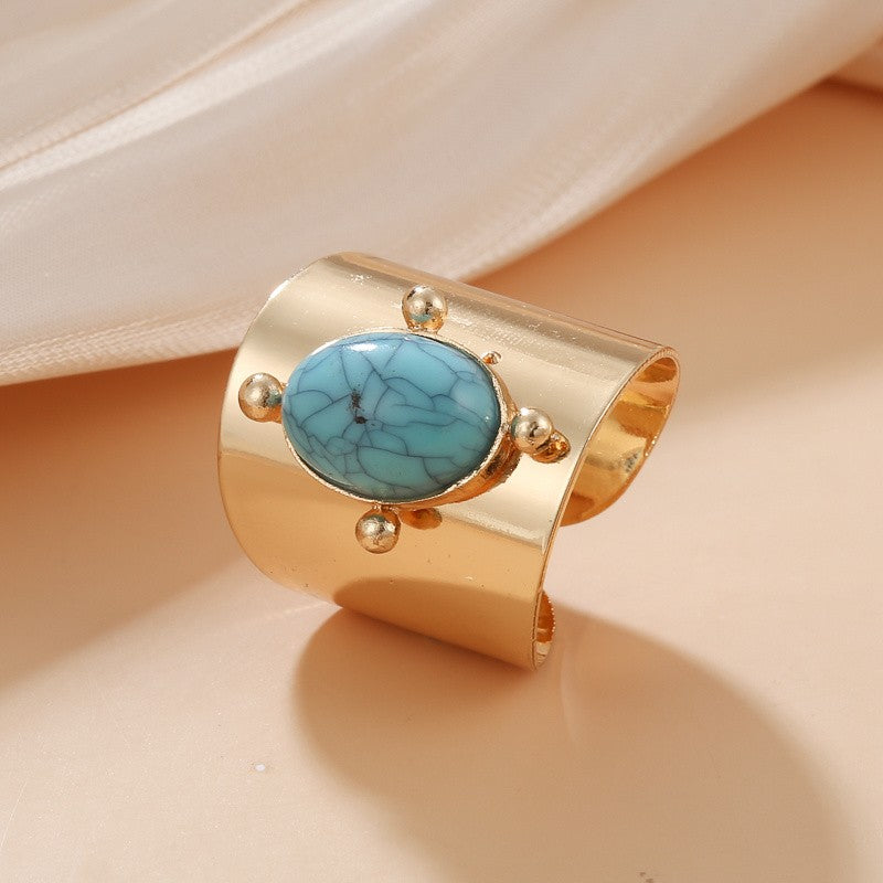 Vintage Turquoise Wide Cuff Ring