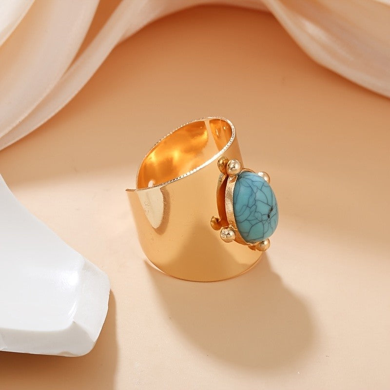 Vintage Turquoise Wide Cuff Ring