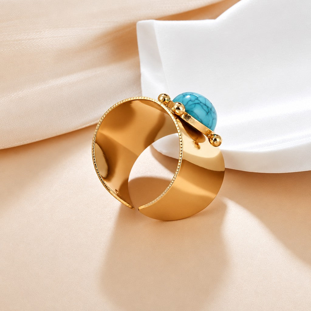 Vintage Turquoise Wide Cuff Ring