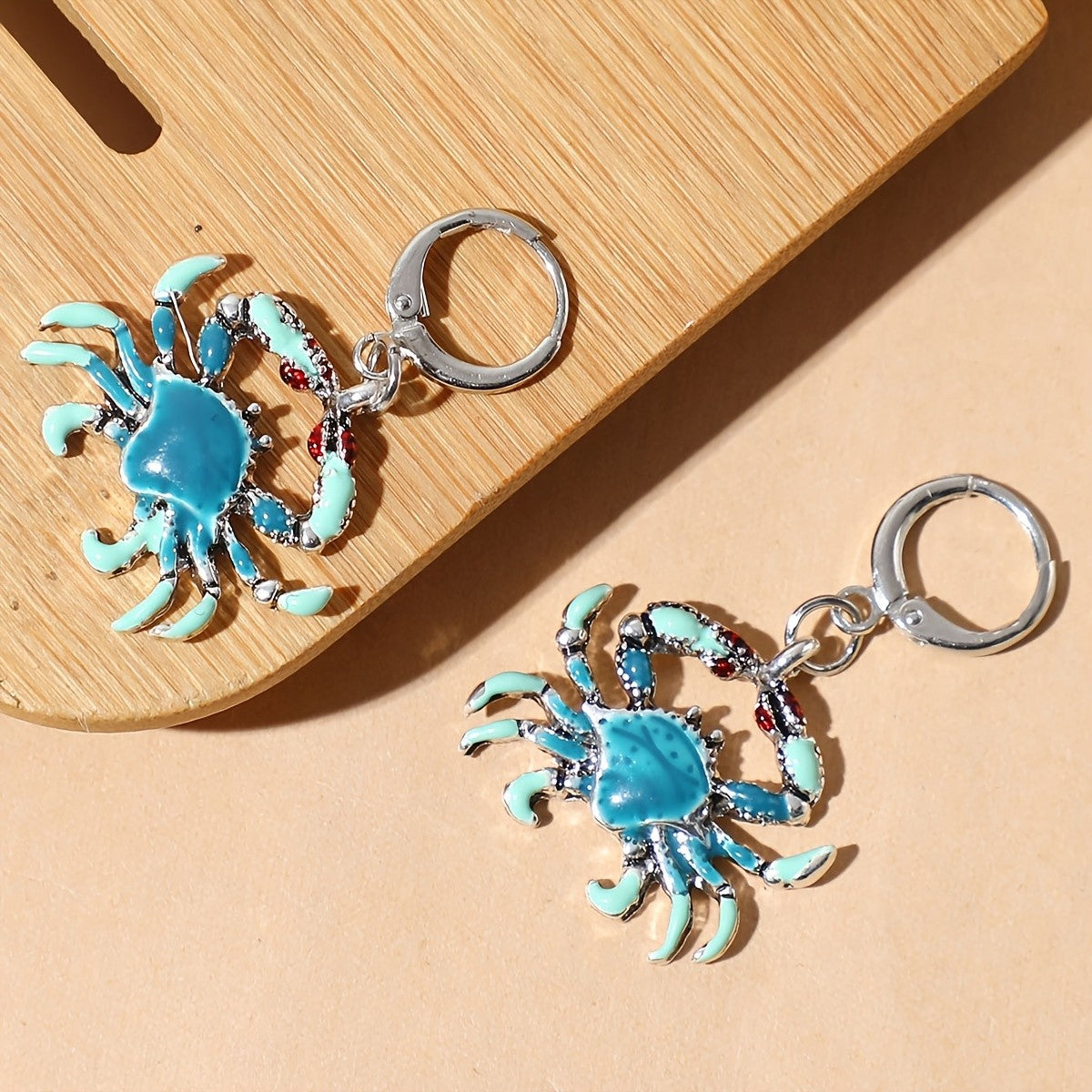 Cute Vintage Enamel Crab Dangle Earrings