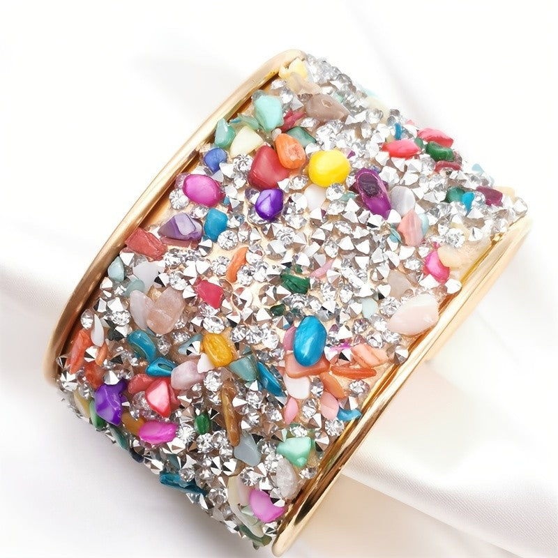 Boho Rainbow Crystal Cuff Bracelet