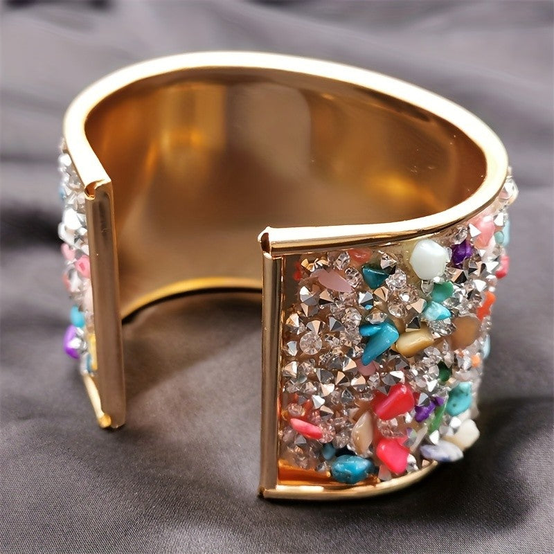 Boho Rainbow Crystal Cuff Bracelet