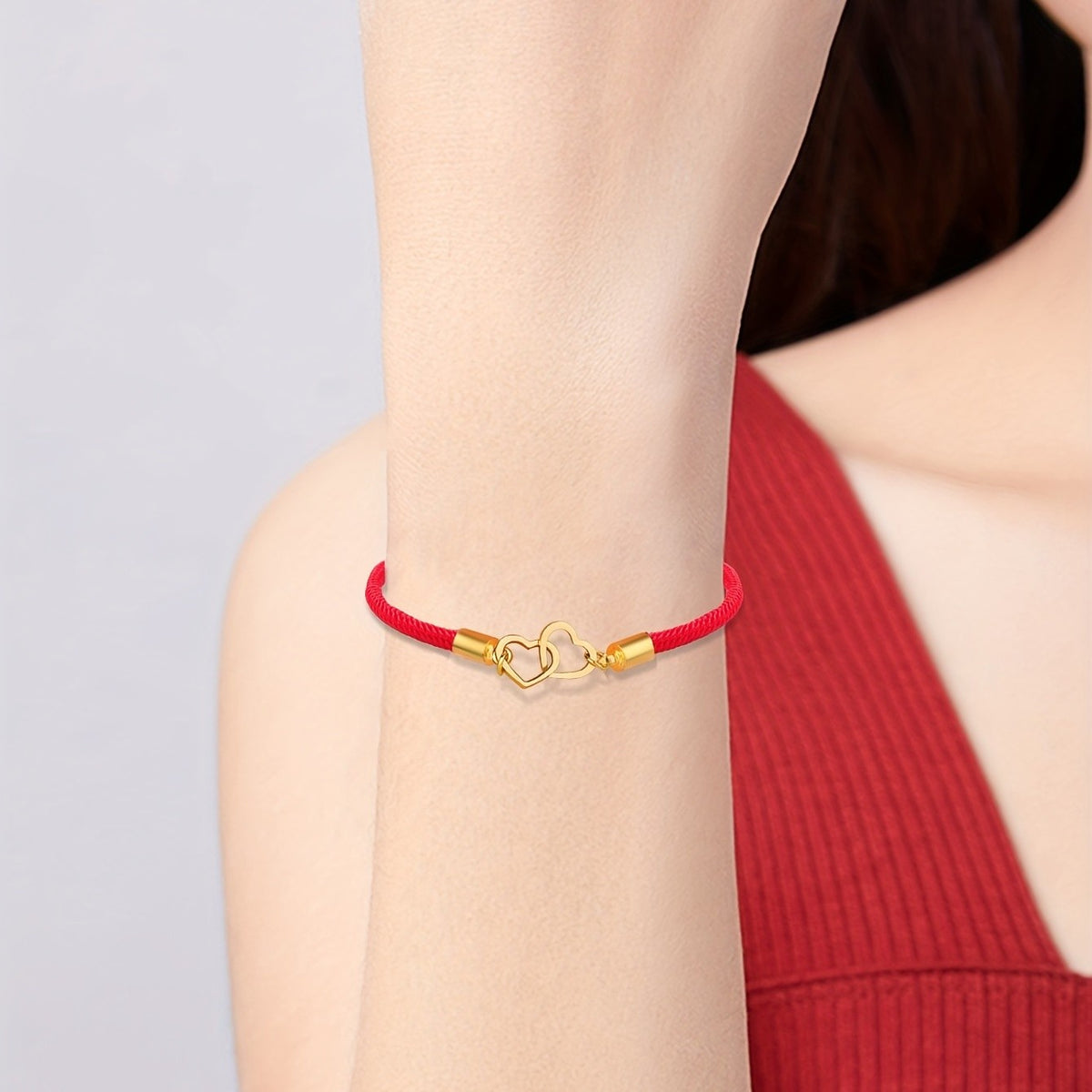 18k Elegant Red Rope Heart Bracelet