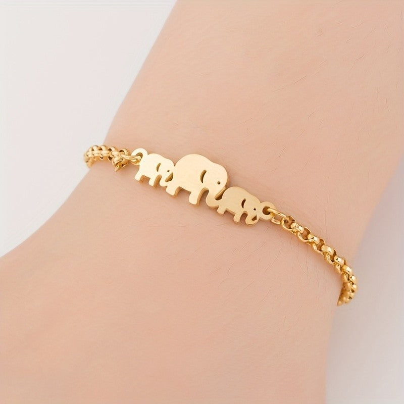 Dainty Elephant Family Bracelet