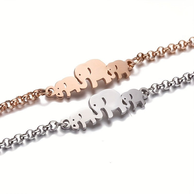 Dainty Elephant Family Bracelet