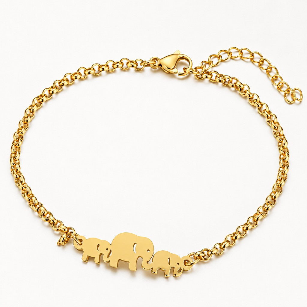 Dainty Elephant Family Bracelet