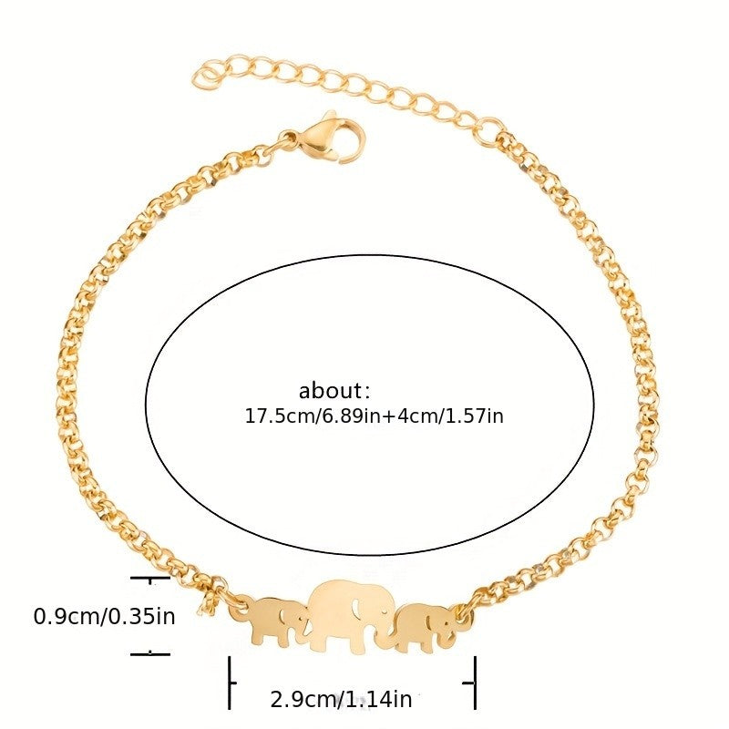 Dainty Elephant Family Bracelet