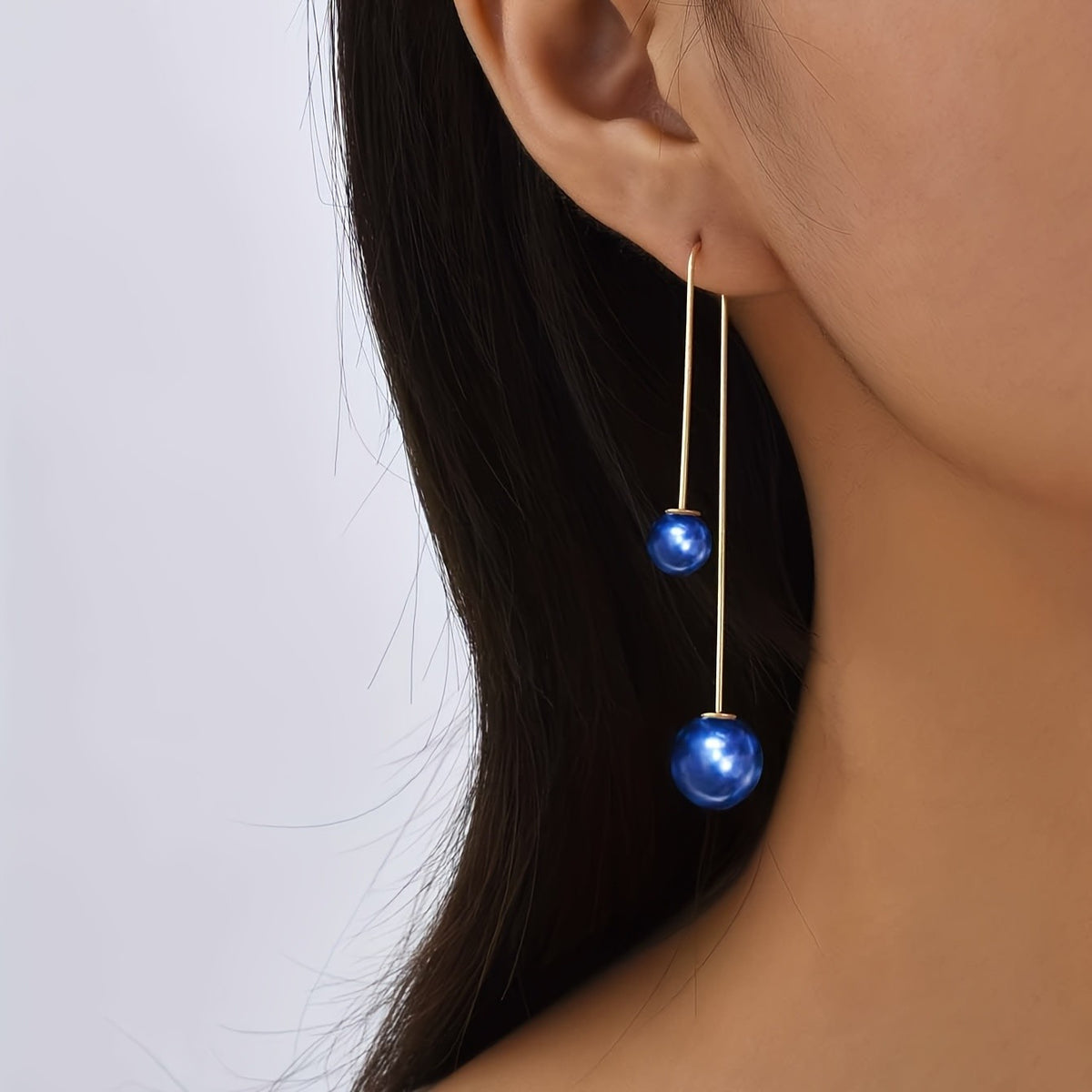 Elegant Minimalist Double Pearl Drop Earrings