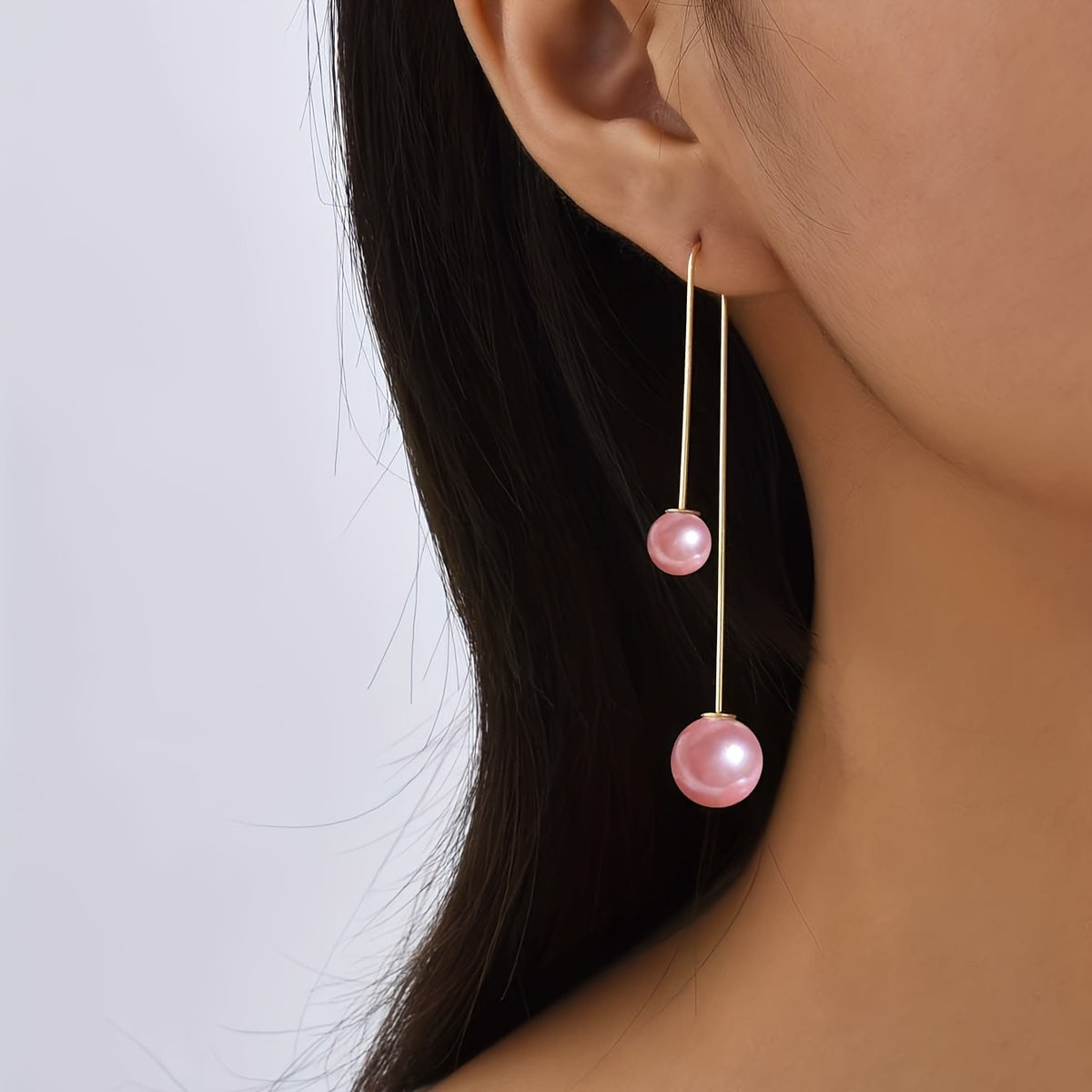 Elegant Minimalist Double Pearl Drop Earrings