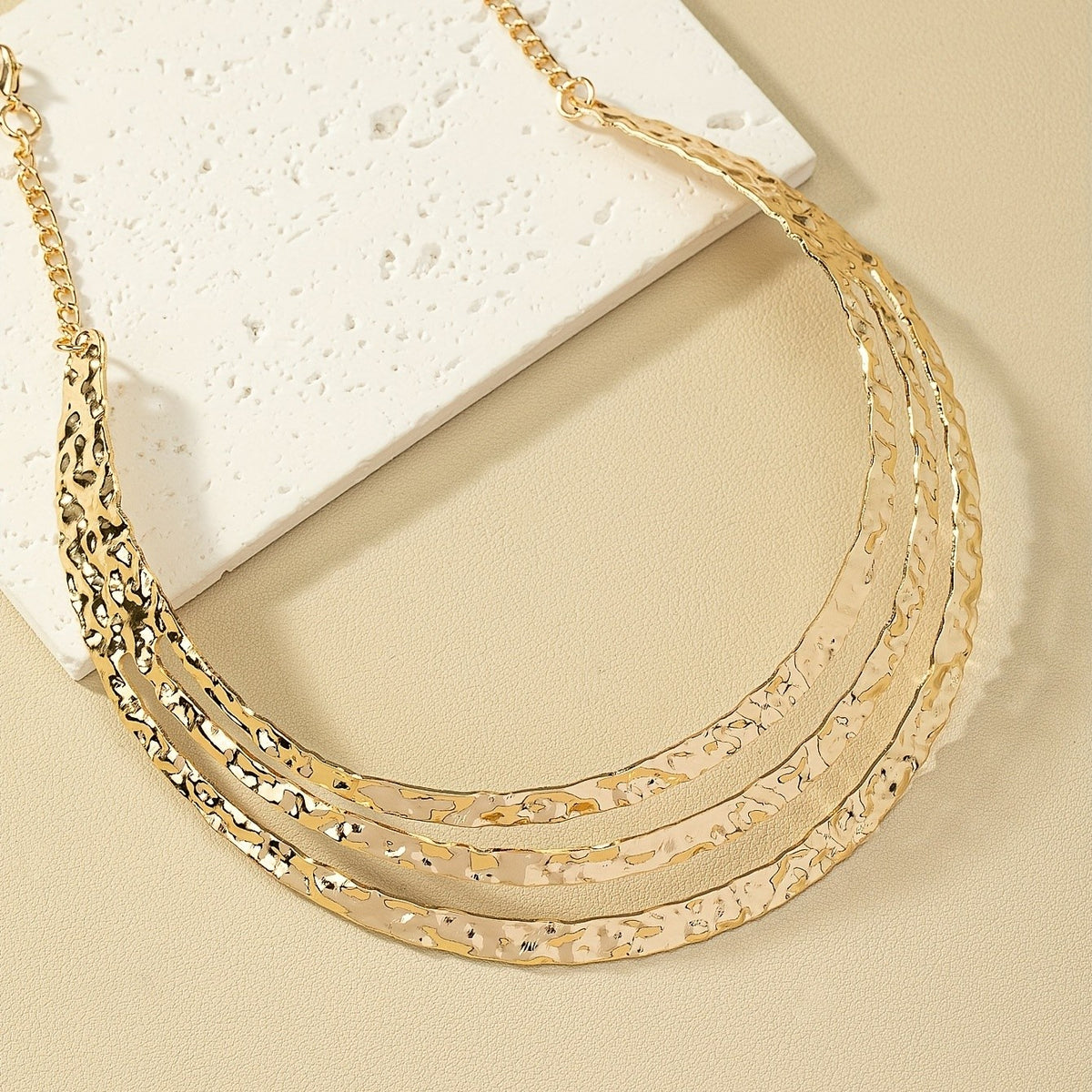 14k Classy Hammered Collar Necklace
