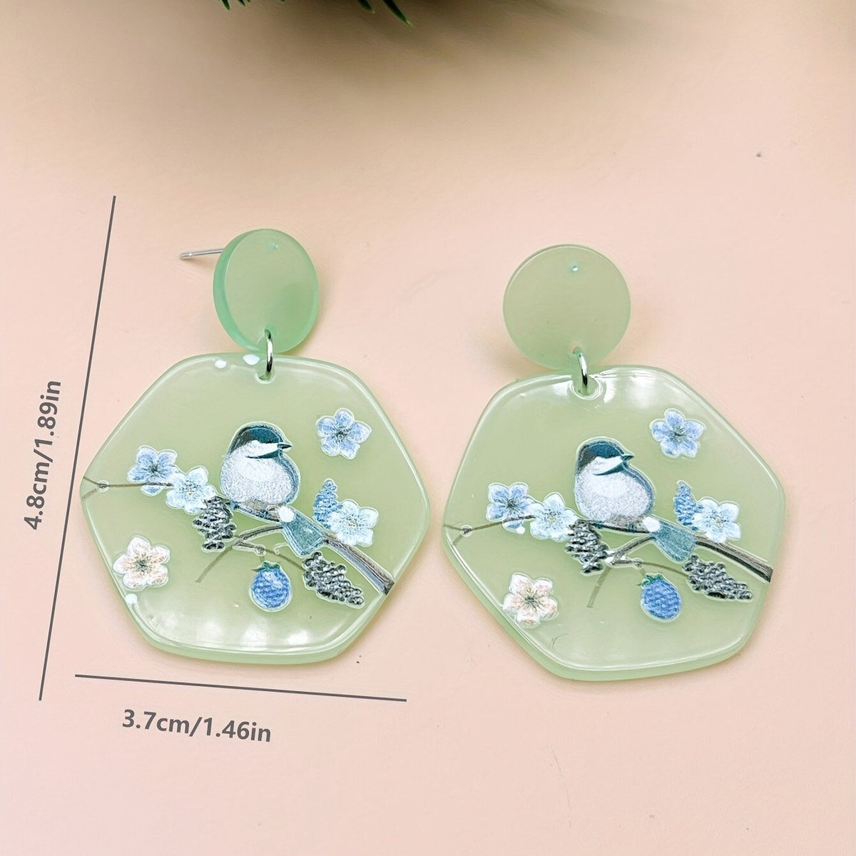 Dainty Bird Floral Acrylic Earrings