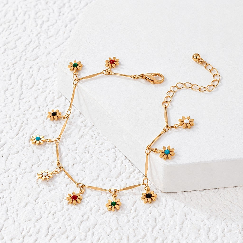 Dainty Colorful Flower Anklet