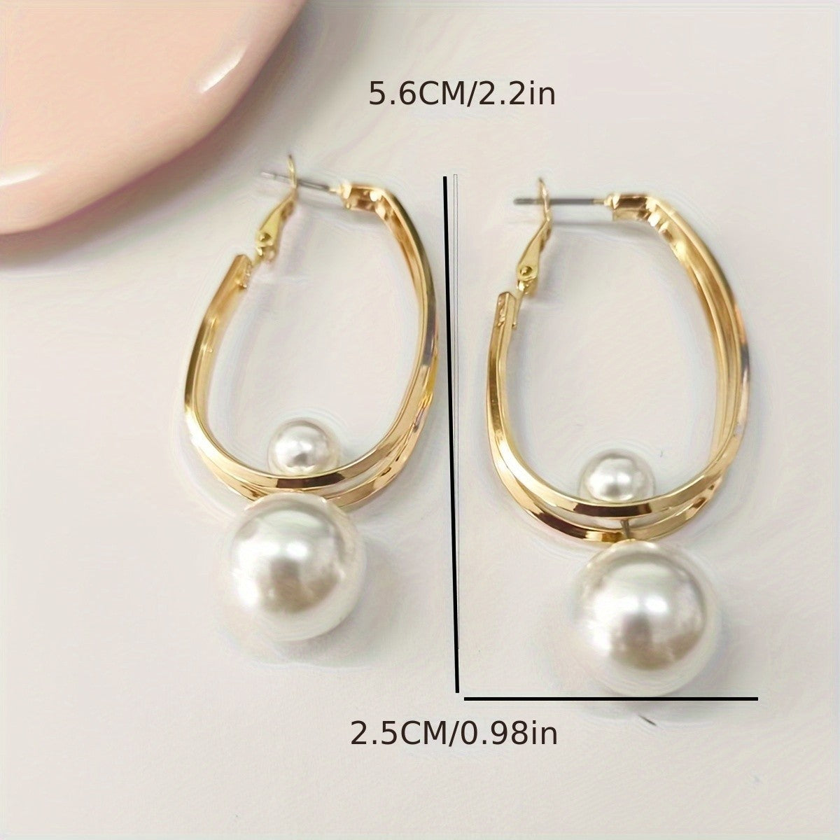 Elegant Double Hoop Faux Pearl Earrings