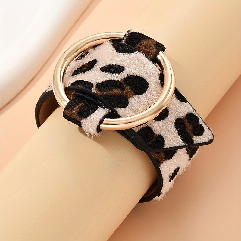 Elegant Leopard Print Cuff Bracelet