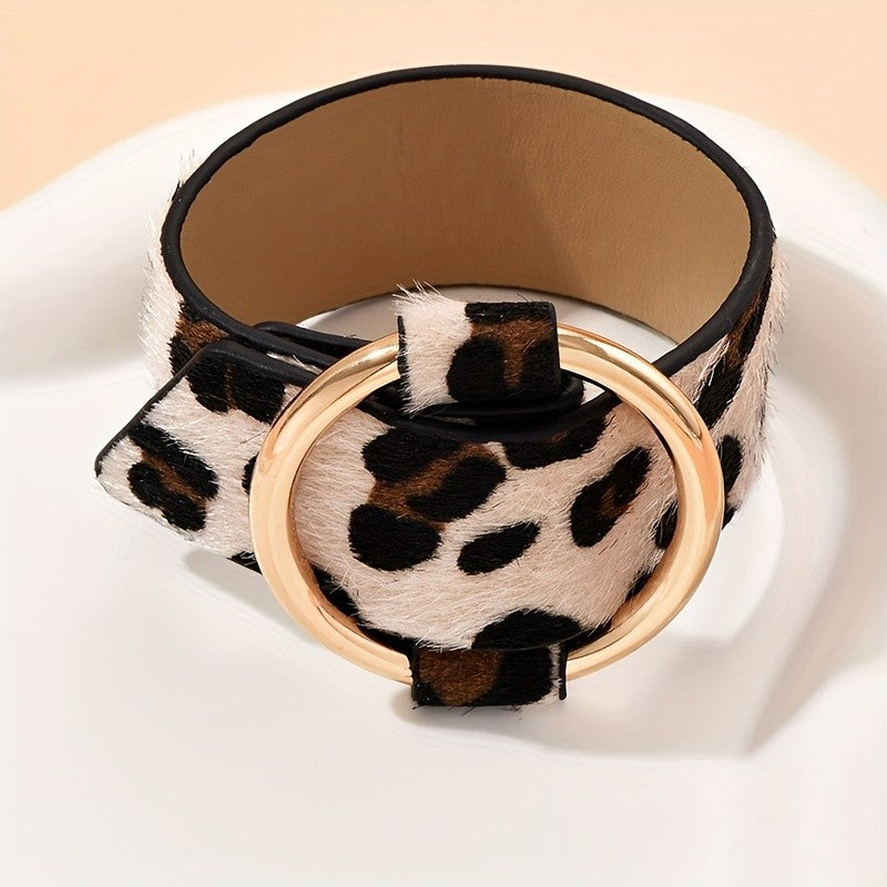 Elegant Leopard Print Cuff Bracelet
