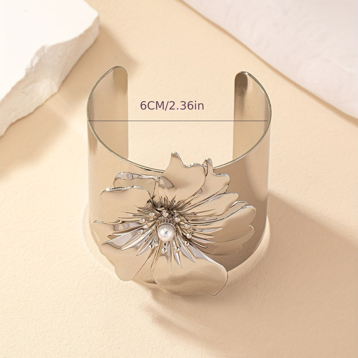 Classy Gold Floral Open Cuff Bracelet