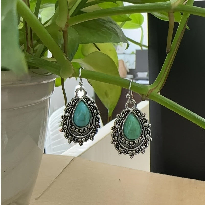 Boho Vintage Filigree Turquoise Earrings