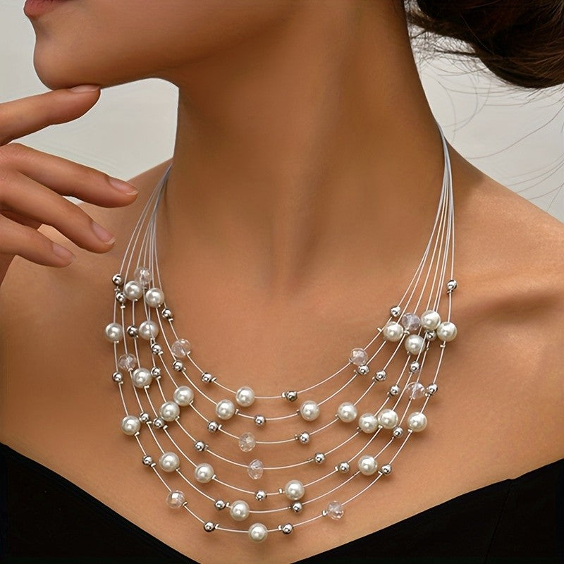 Boho Multicolor Pearl Layered Necklace
