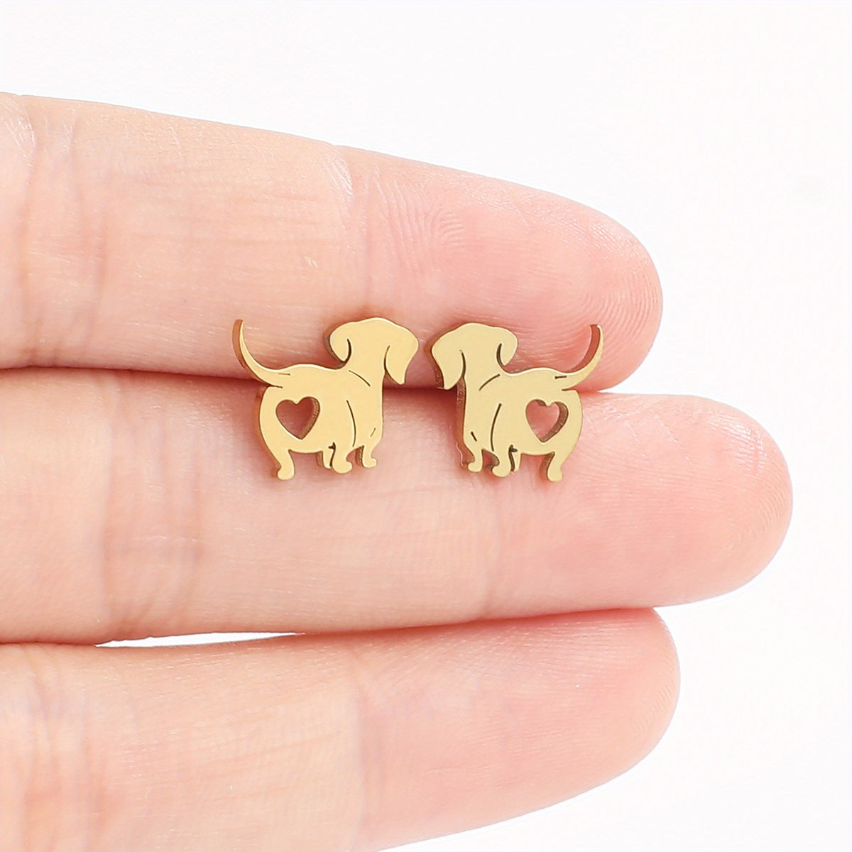 18k Dainty Dog Stud Earrings