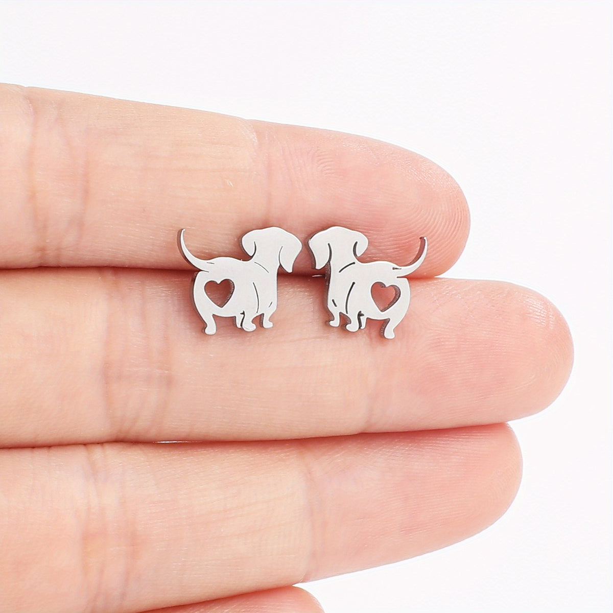 18k Dainty Dog Stud Earrings