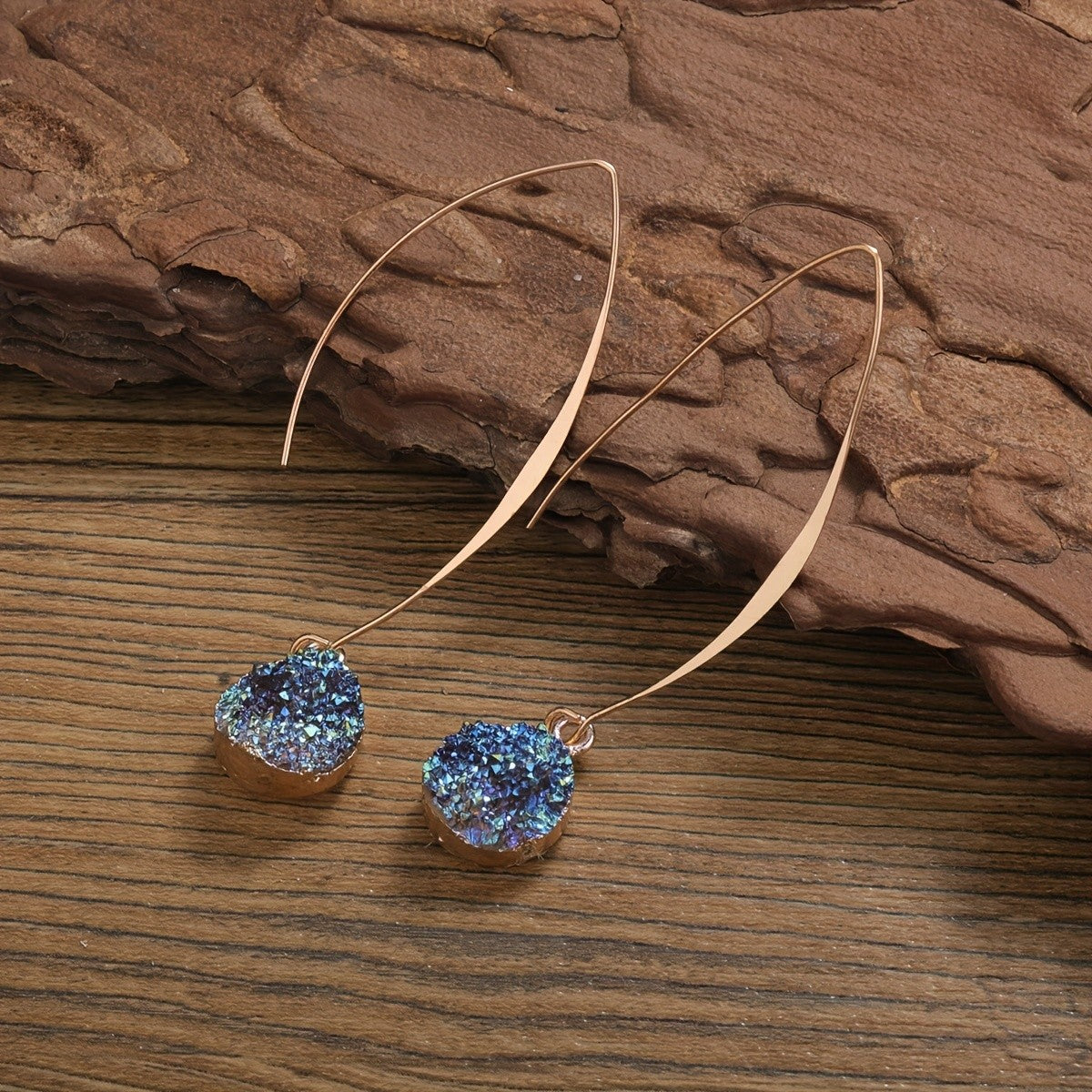 Boho Black Crystal Drop Earrings