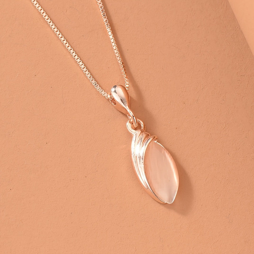 Dainty Cat Eye Leaf Necklace Set